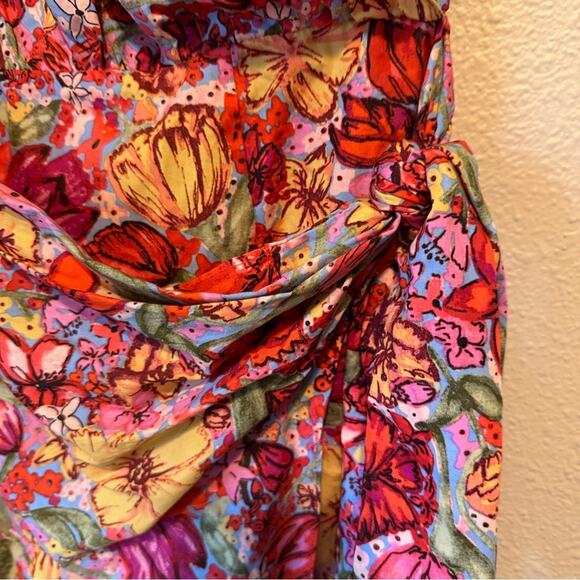 Dress Forum Revolve Pink Floral One Shoulder Wrap Dress Womens S Mini Beachy - Picture 2 of 12